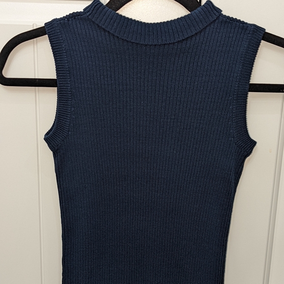 Truly Vintage CELLBES Ribbed Navy Vest Top - Picture 2 of 4